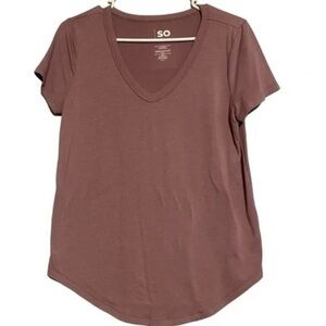 🔥Dusty Rose / Mauve V-Neck Basic Short Sleeve T-Shirt by SO